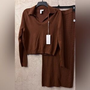 Joie Chocolate Brown Knit Skirt Set